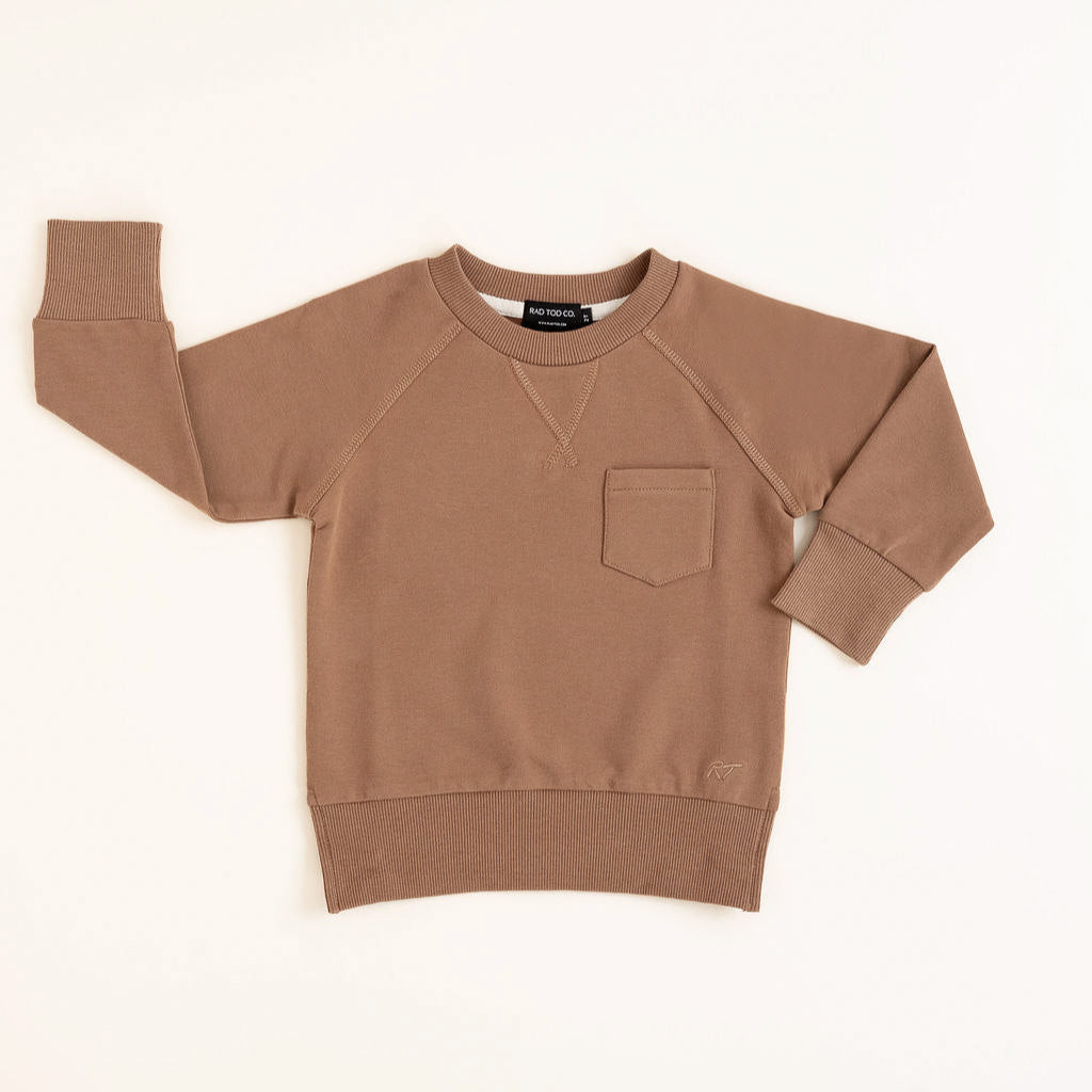 ORGANIC COTTON CREWNECK -  ALMOND