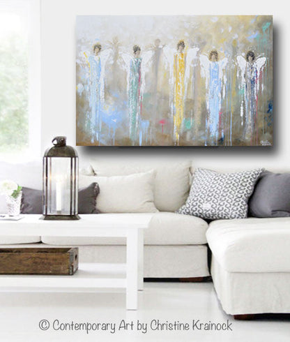 GICLEE PRINT Art Abstract Guardian Angels Painting Angel Wall Art~ Joyful Heart Foundation Charity