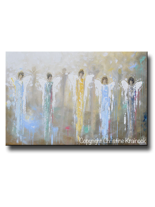 GICLEE PRINT Art Abstract Guardian Angels Painting Angel Wall Art~ Joyful Heart Foundation Charity