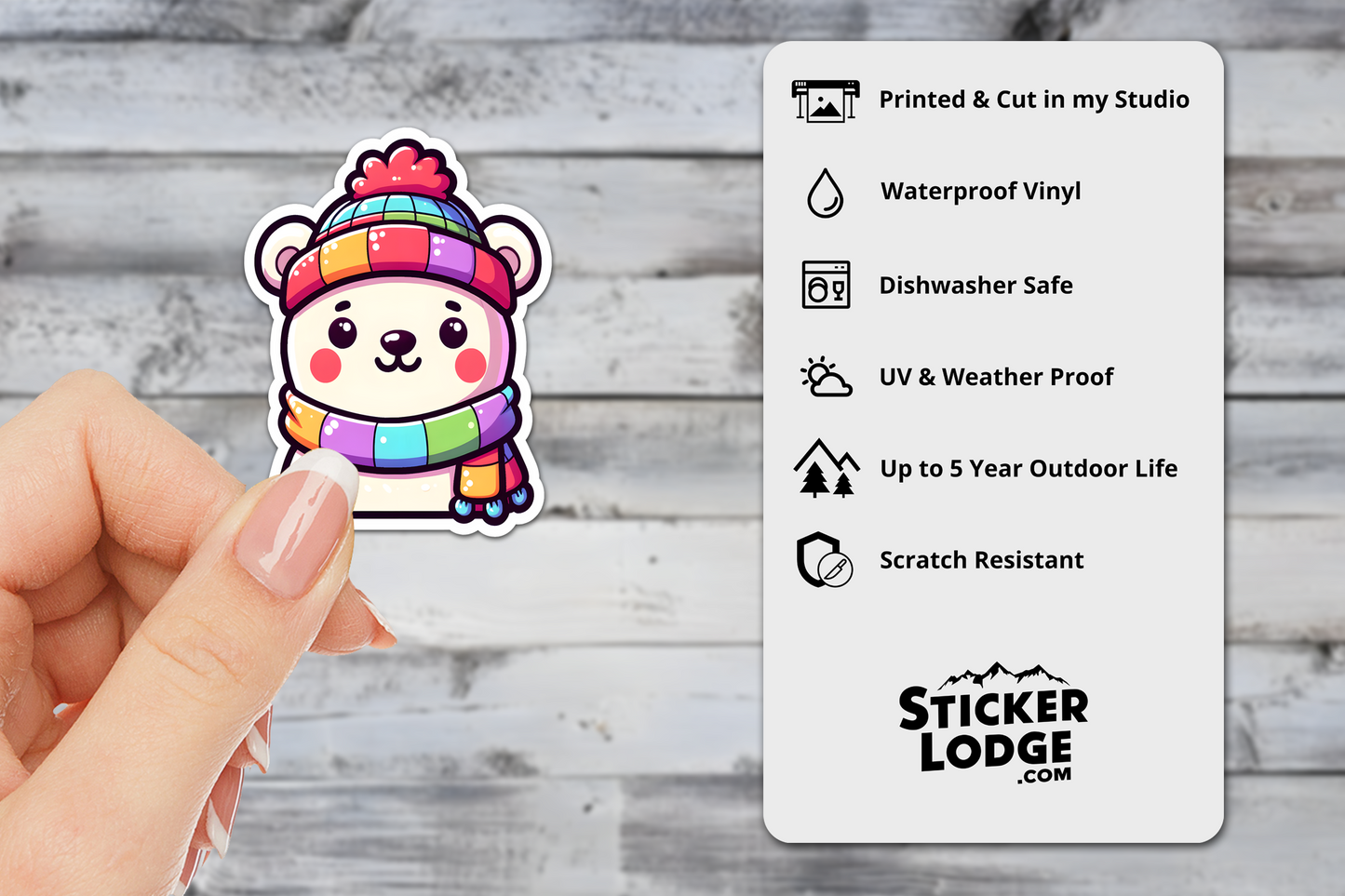 Polar Bear Kawaii Style Vinyl Sticker