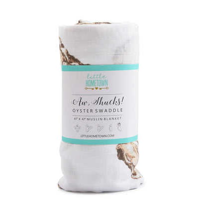 Aw Shucks! Oyster Baby Gift Set: Muslin Swaddle & Bib