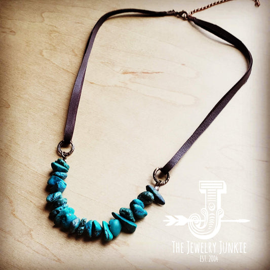 Natural Turquoise Leather Cord Necklace 250v