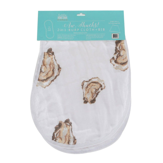 Aw Shucks! Oyster Baby Burp Cloth and Bib 2 in 1