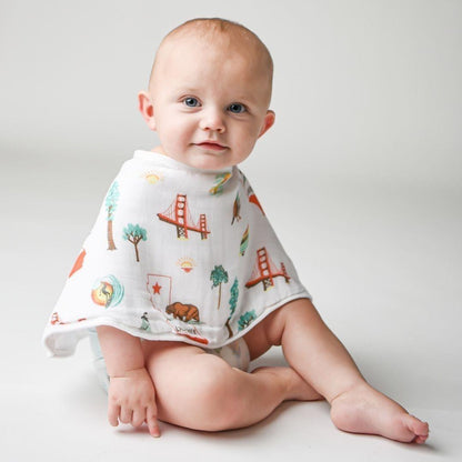 Gift Set: California Baby Muslin Swaddle Blanket and Burp Cloth/Bib Combo Hospital Coming Home Essential