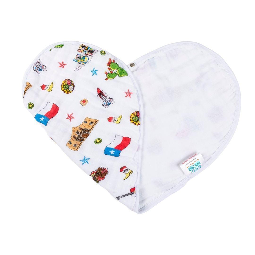 Gift Set: Texas Baby Unisex Muslin Swaddle Blanket and Burp Cloth/Bib Combo Hospital Coming Home Essential