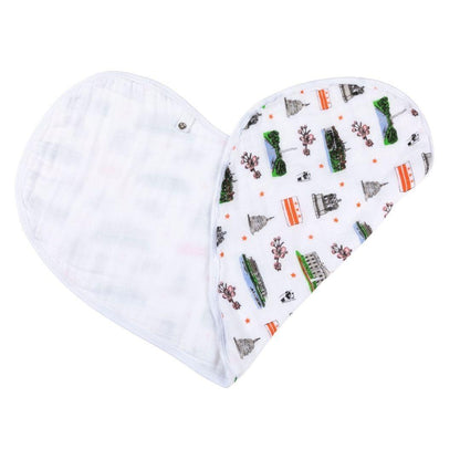Gift Set: Washington D.C. Baby Muslin Swaddle Blanket and Burp Cloth/Bib Combo Baby Shower Essential for Newborn