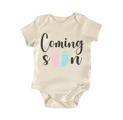 Coming Soon Pink Blue Newborn Baby Onesie® Bodysuit