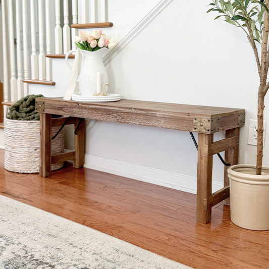 Vintage-Inspired Reclaimed Wood Folding Bench