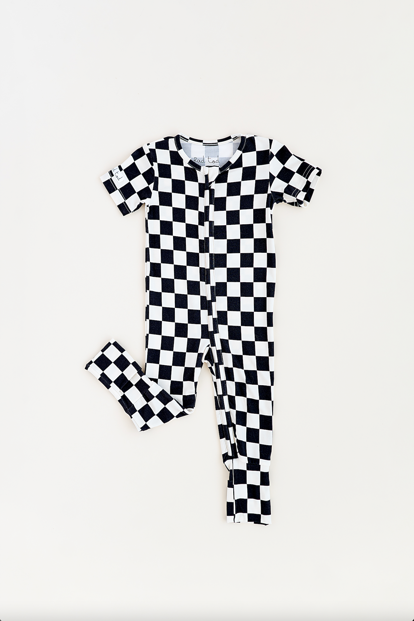 BAMBOO - BLACK CHECKERED SHORT SLEEVE ONESIE