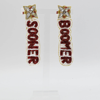 Boomer Sooner Beaded/Jeweled Earrings T24