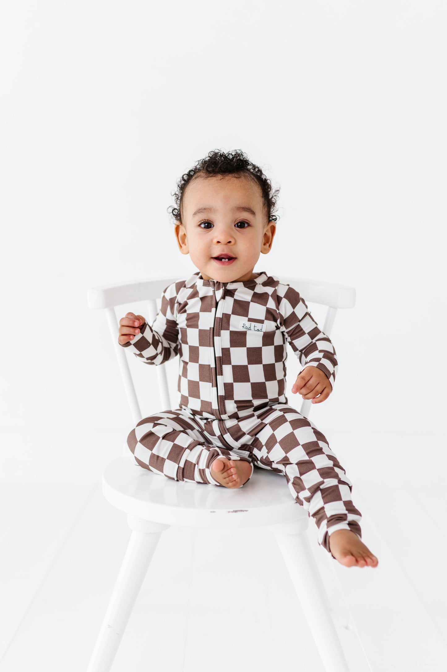 BRONZE CHECKERED BAMBOO ONESIE