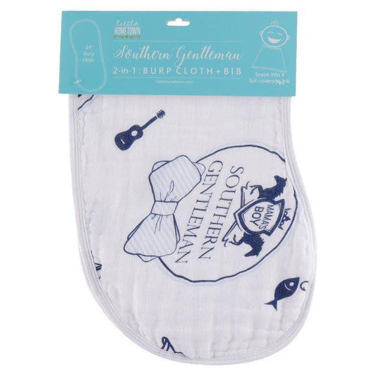 Southern Gentleman Baby Burp Cloth and Bib 2 in 1