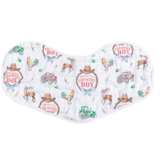 Country Baby Boy Burp Cloth and Bib 2 in 1