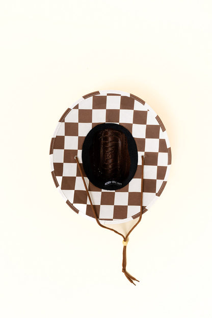 TODDLER STRAW HAT - CACAO CHECKS
