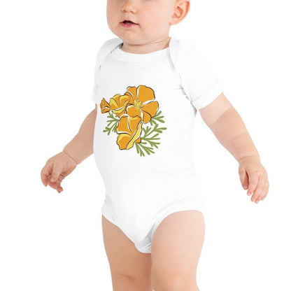 California Golden Poppy Baby short sleeve onesie Newborn Bodysuit up to 18 Months