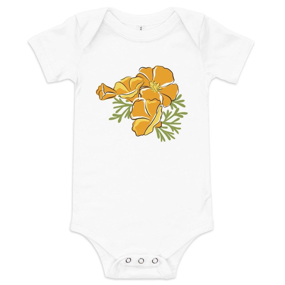 California Golden Poppy Baby short sleeve onesie Newborn Bodysuit up to 18 Months