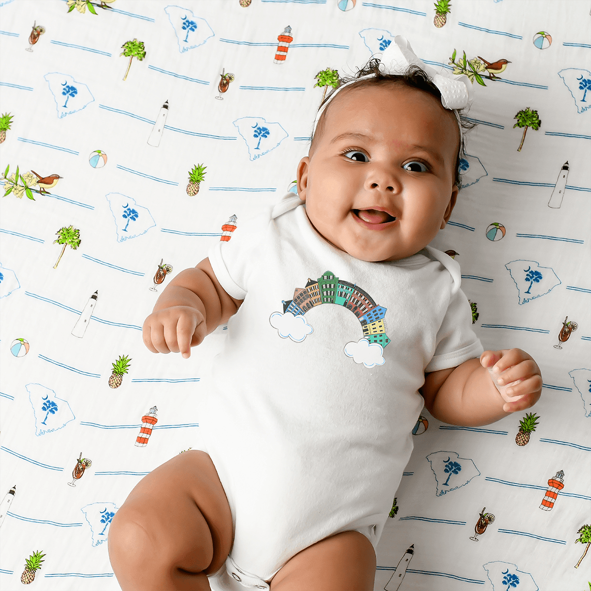 Charleston Rainbow Row Baby Onesie Stretch Cotton Bodysuit up to 18 Months