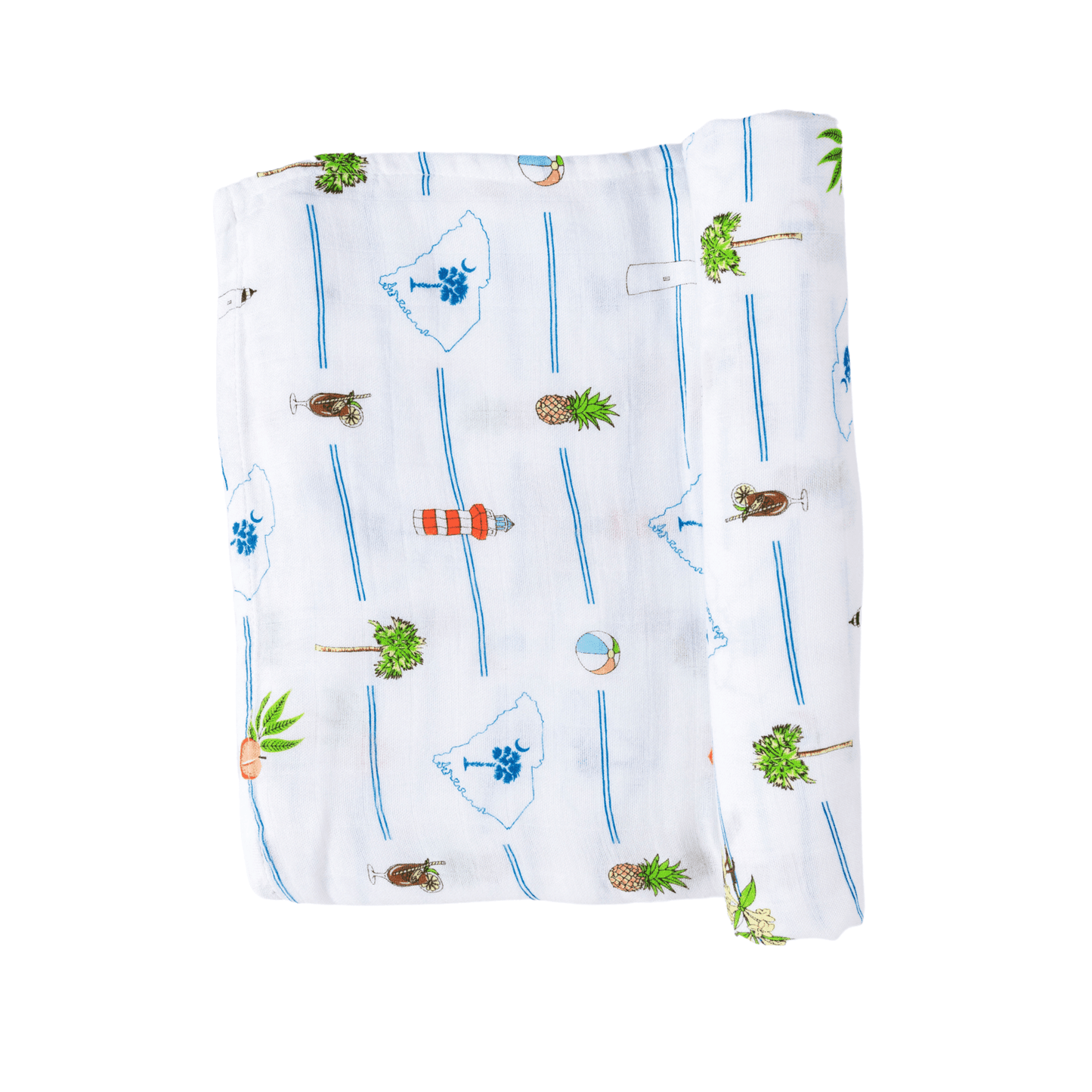 GiftSet: South Carolina Baby Muslin Swaddle Blanket and Burp Cloth/Bib Combo Baby Shower Essential for Newborn