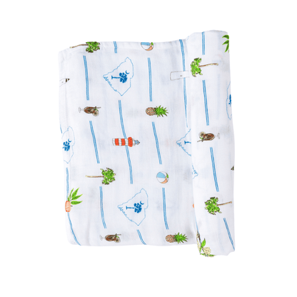 GiftSet: South Carolina Baby Muslin Swaddle Blanket and Burp Cloth/Bib Combo Baby Shower Essential for Newborn