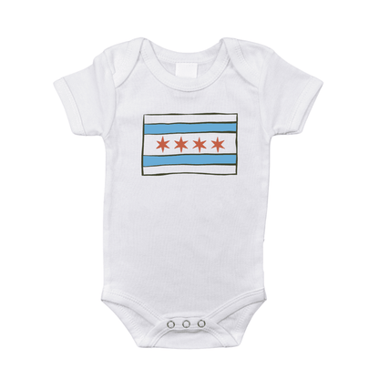 Chicago Flag Baby Gift Bundle Swaddle, Bib, and Onesie