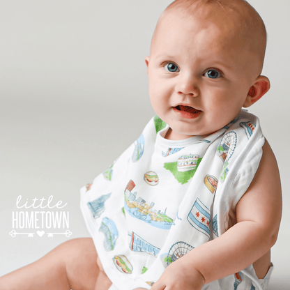Chicago Foodie Baby Gift Bundle Bamboo Cotton Swaddle, Bib, Onesie