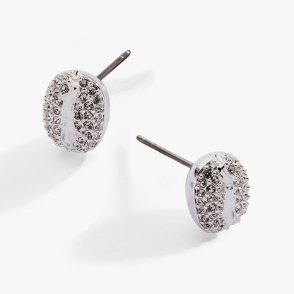 Coffee Bean Pave Crystal Stud Earrings