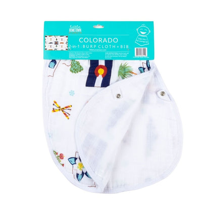Gift Set: Colorado Baby Muslin Swaddle Blanket and Burp Cloth/Bib Combo Extra Large Bamboo Cotton