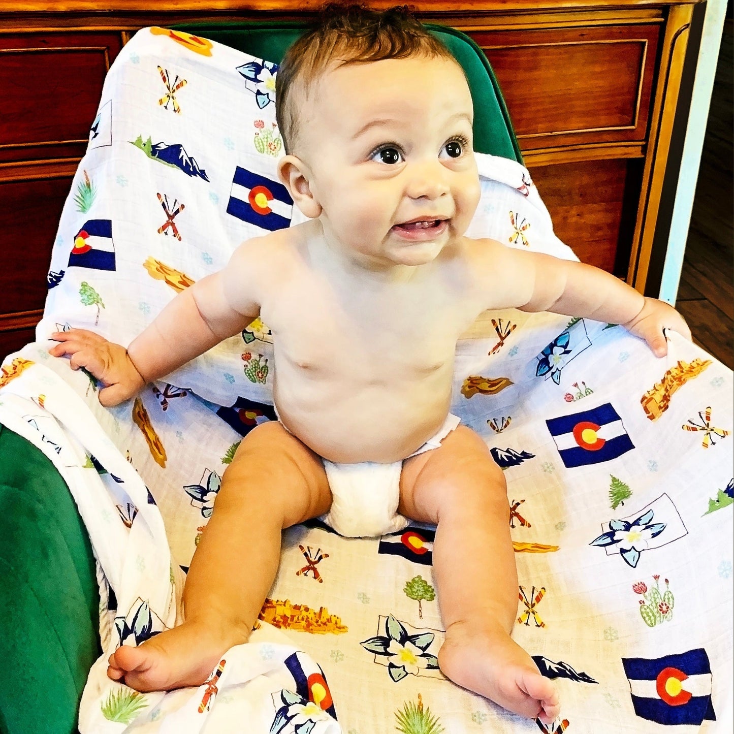 Gift Set: Colorado Baby Muslin Swaddle Blanket and Burp Cloth/Bib Combo Extra Large Bamboo Cotton