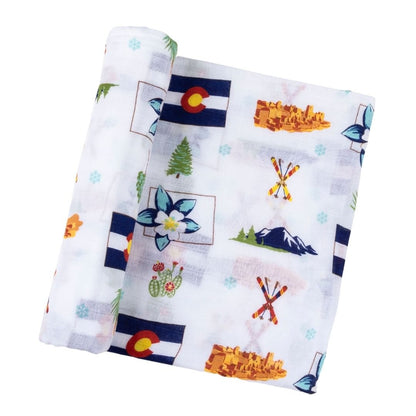 Gift Set: Colorado Baby Muslin Swaddle Blanket and Burp Cloth/Bib Combo Extra Large Bamboo Cotton