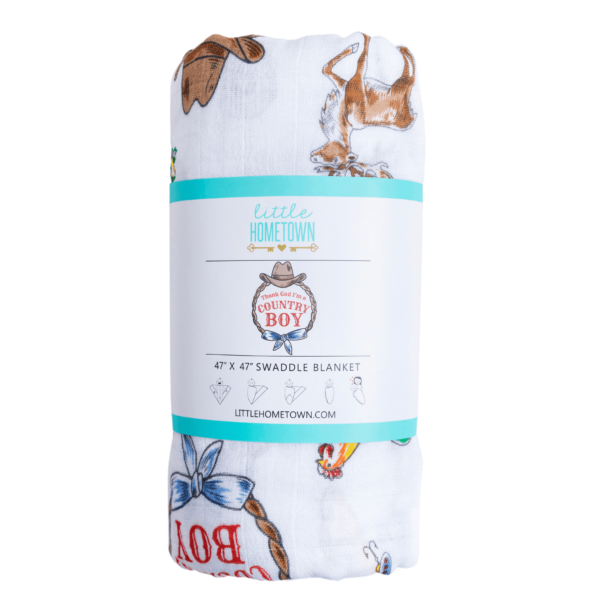Country Boy Baby Giftset:  Baby Swaddle Blanket and Burp/Bib Combo Hospital Coming Home Essential