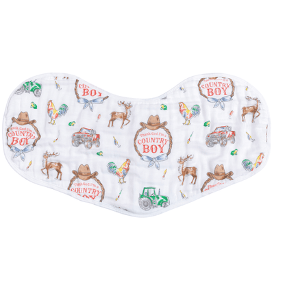 Country Boy Baby Giftset:  Baby Swaddle Blanket and Burp/Bib Combo Hospital Coming Home Essential