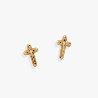 Crystal Cross Mini Stud Earrings