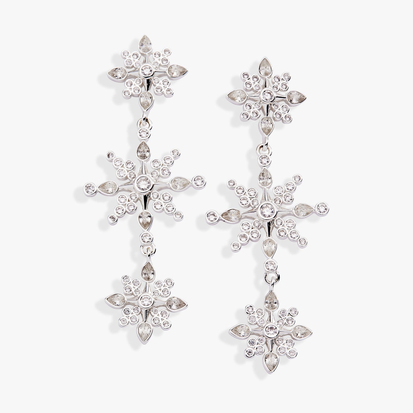 Crystal Snowflake Linear Earrings