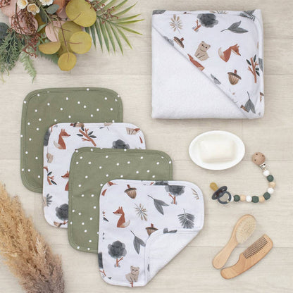 Living Textiles - 5pc 100% Cotton Bath Gift Set | Forest Retreat