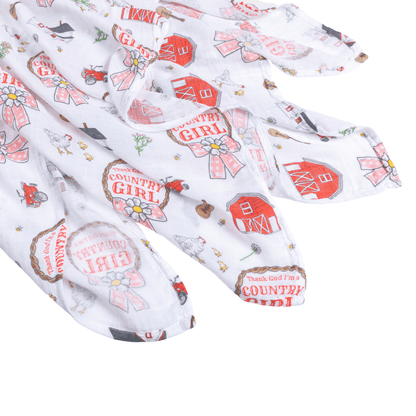 Country Girl Muslin Swaddle Receiving Blanket