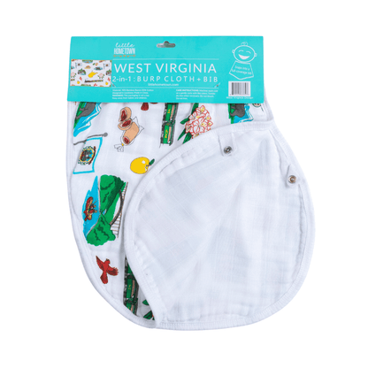 West Virginia Baby Burp Cloth and Bib 2 in 1
