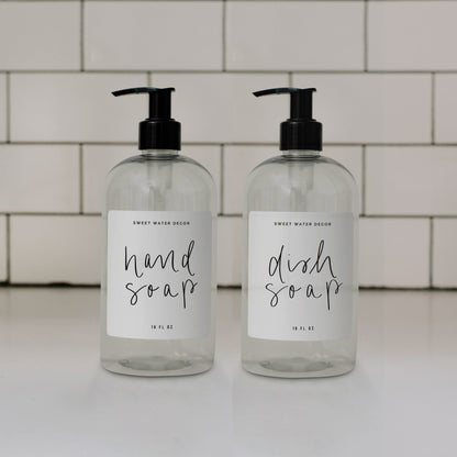 16oz Clear Plastic Countertop Dispenser Set of 2 - White Label