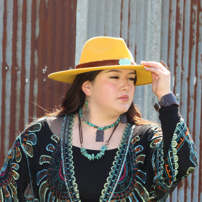 Natural Turquoise Leather Cord Necklace 250v