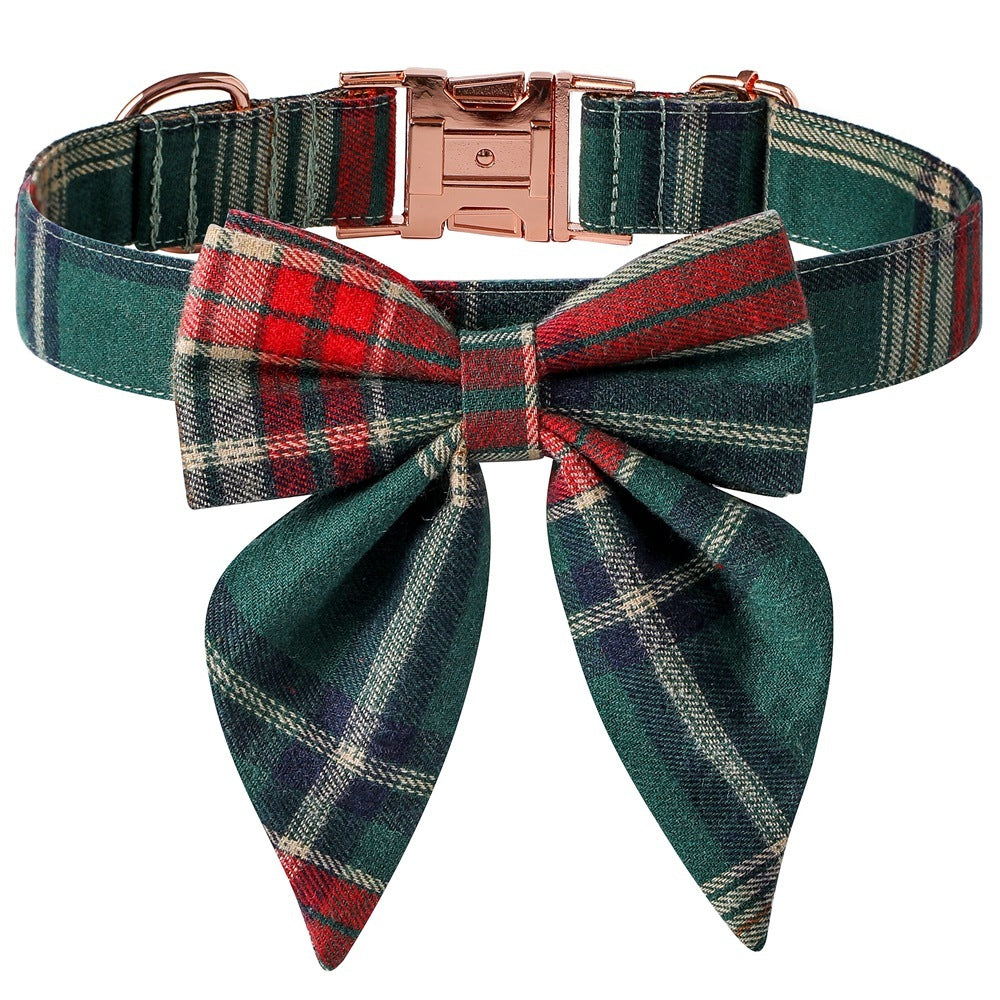 Rose Gold Buckle Plaid Dog Collar