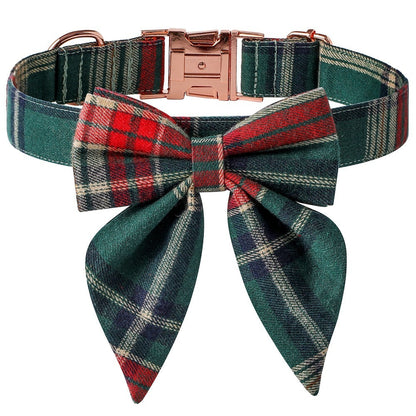 Rose Gold Buckle Plaid Dog Collar