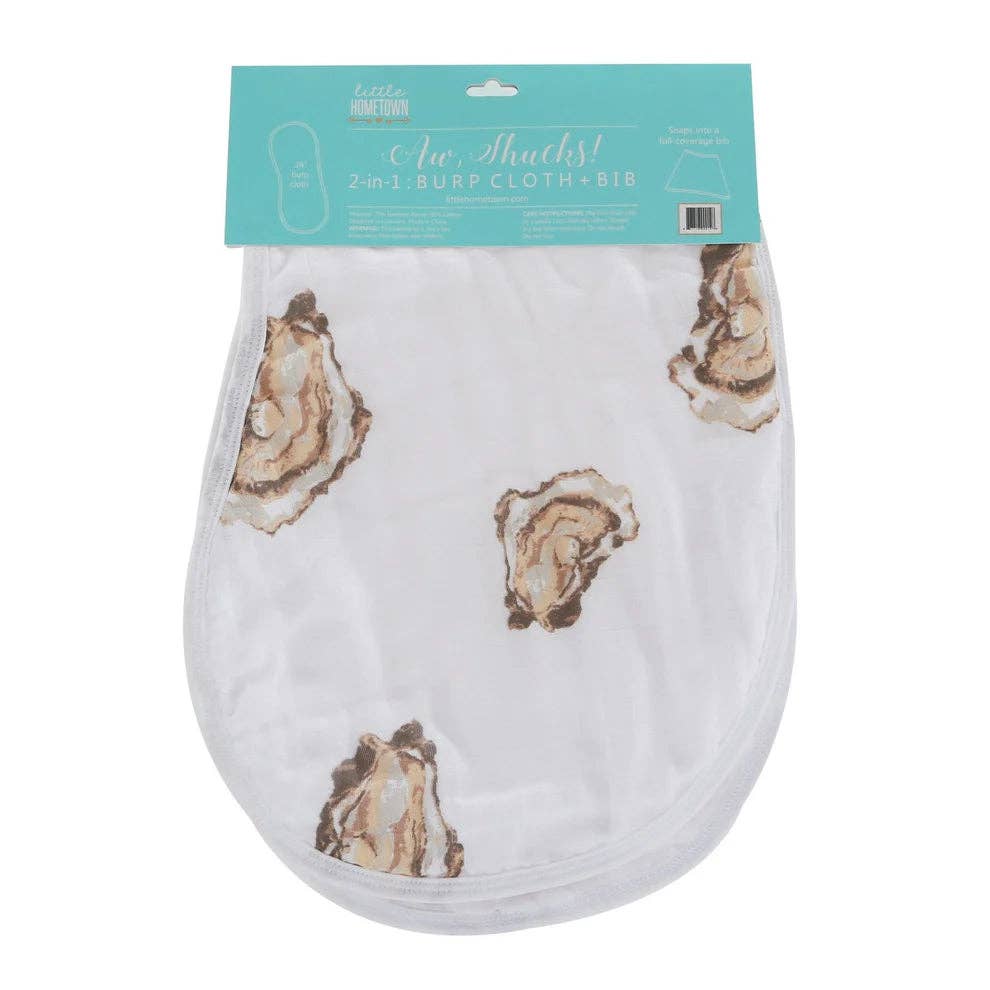 Aw Shucks! Oyster Baby Burp Cloth and Bib 2 in 1