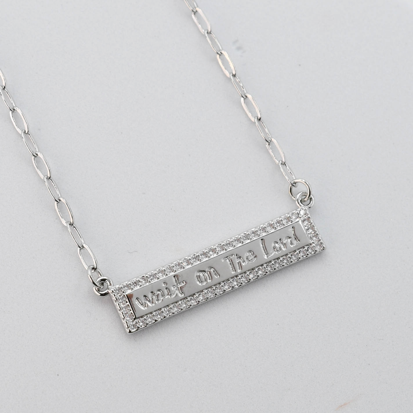 Silver Wait on the Lord Necklace
