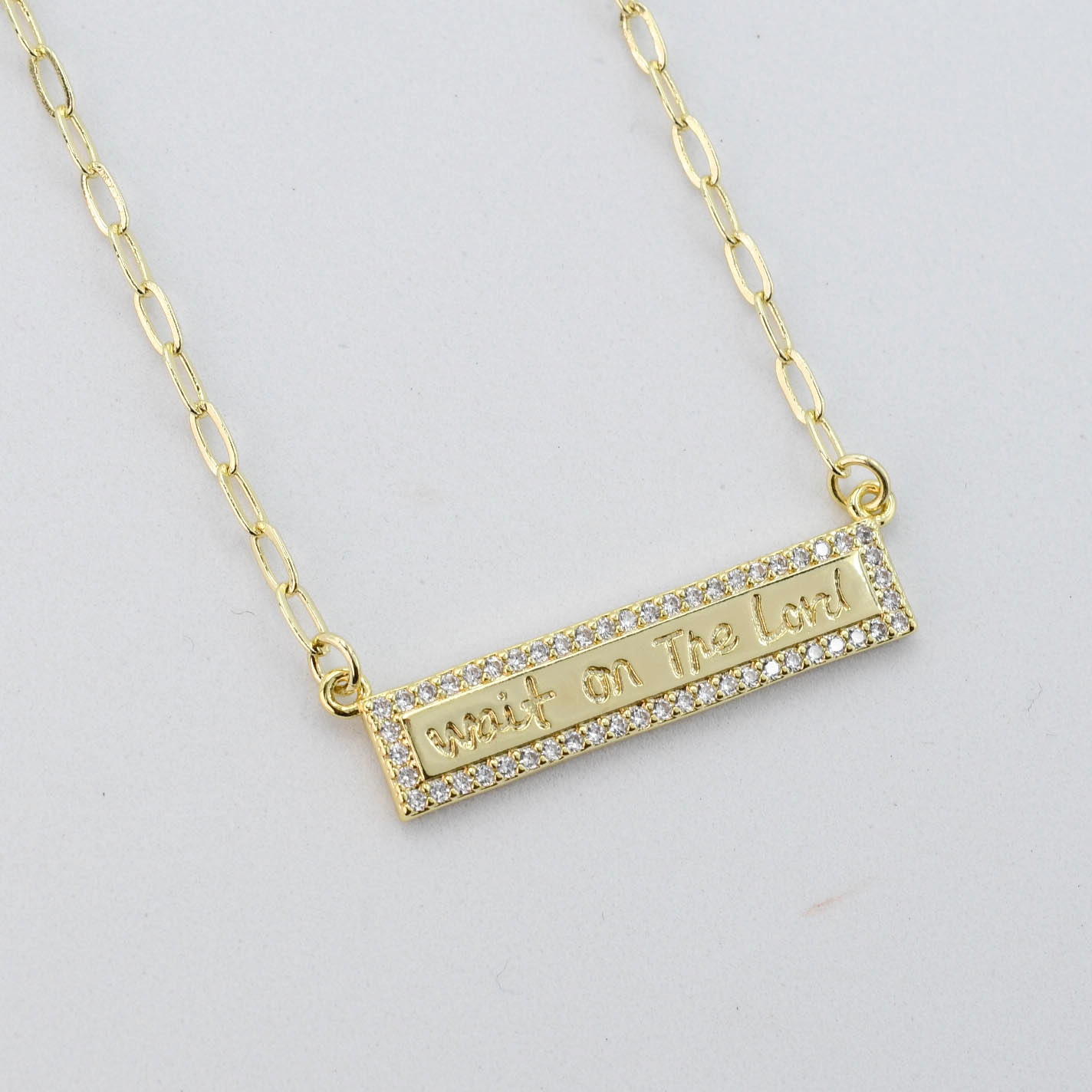 Wait on the Lord Gold Necklace