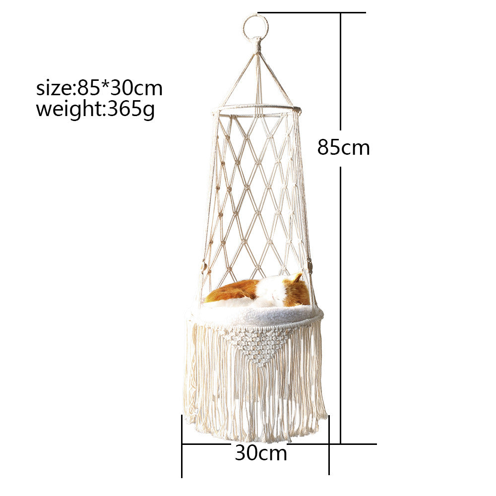 Macrame Hanging Cat Swing Bed