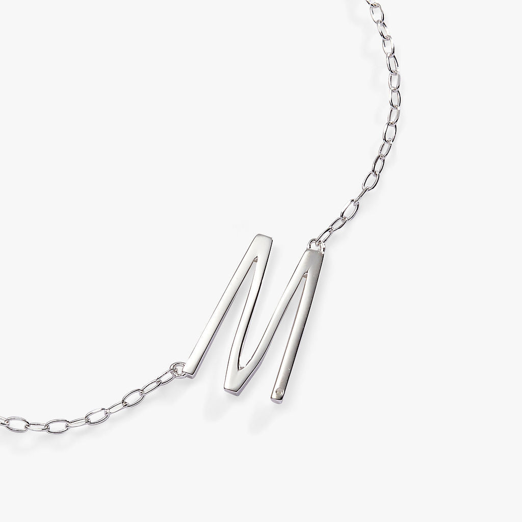 Initial M Precious Elongated Necklace
