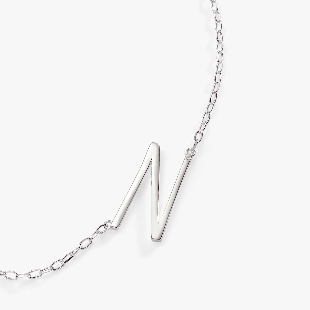 Initial N Precious Elongated Necklace