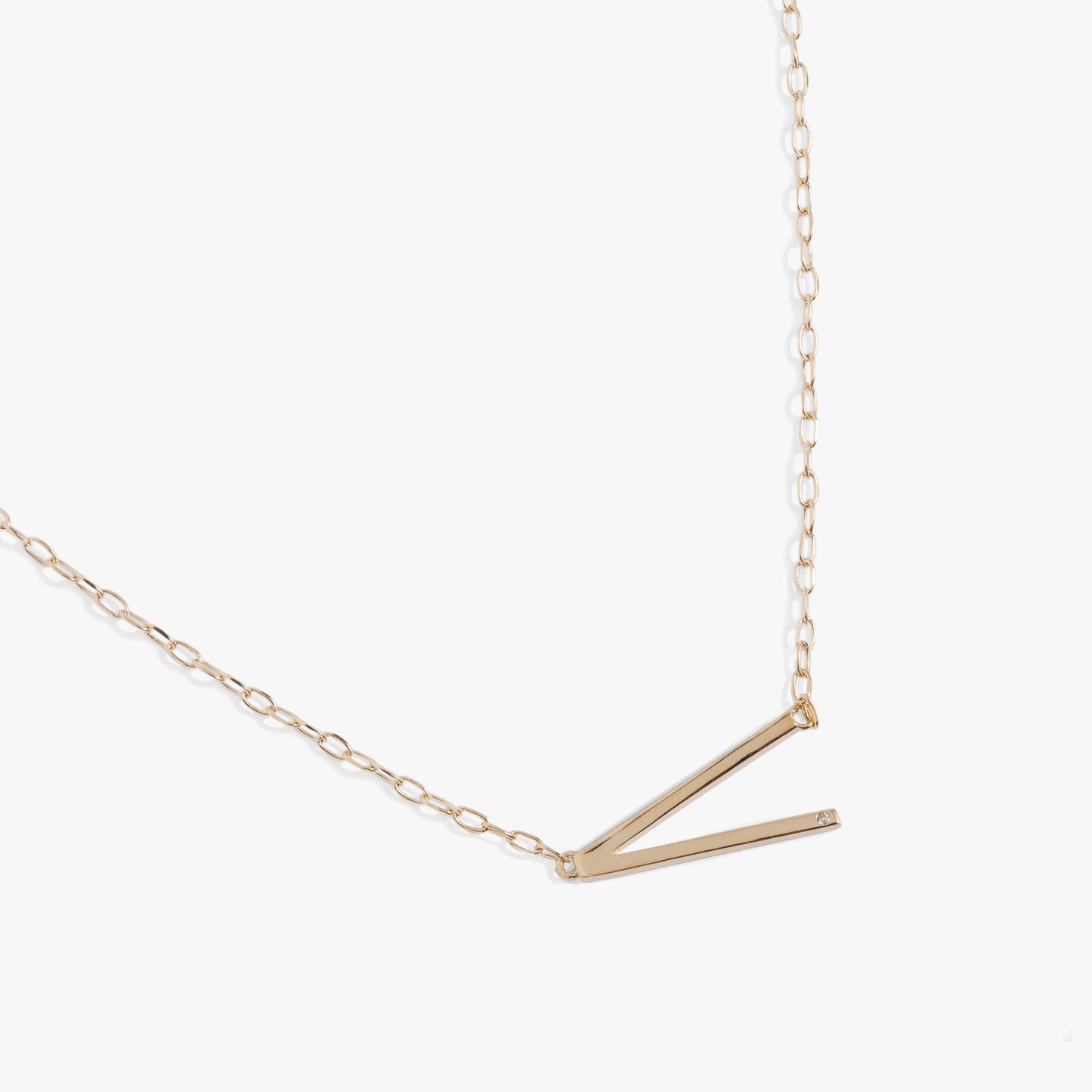 Initial V Precious Elongated Necklace