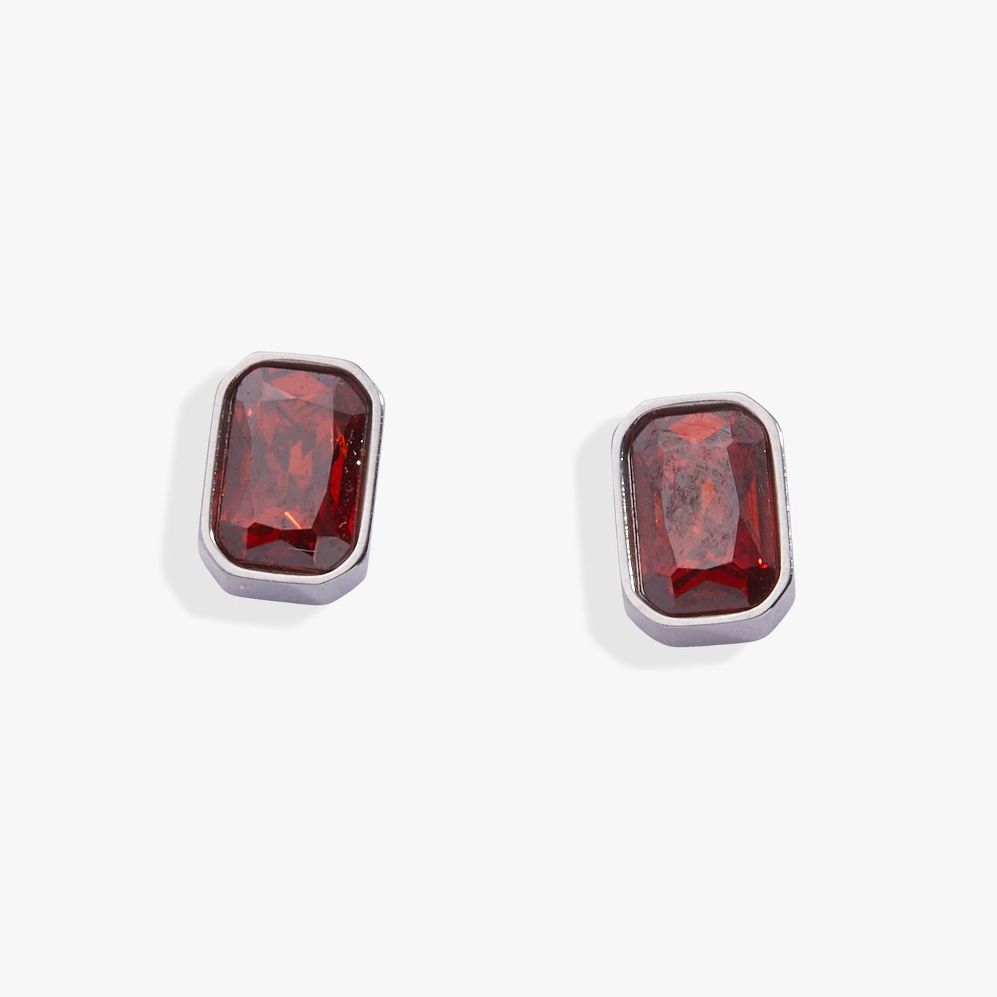 January Emerald-Cut Birthstone Stud