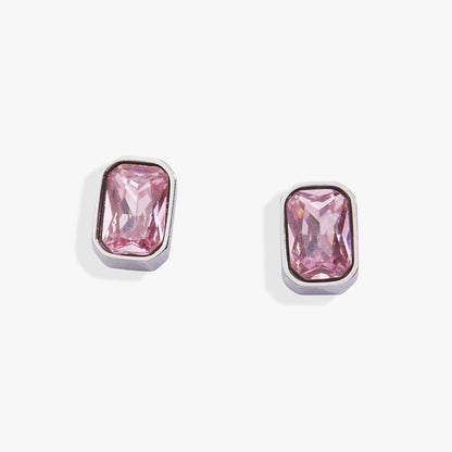 October Emerald-Cut Birthstone Stud Earrings
