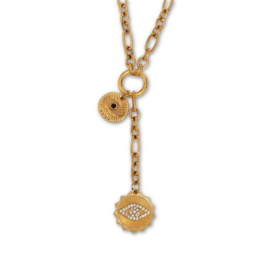 Evil Eye - Duo Drop Necklace